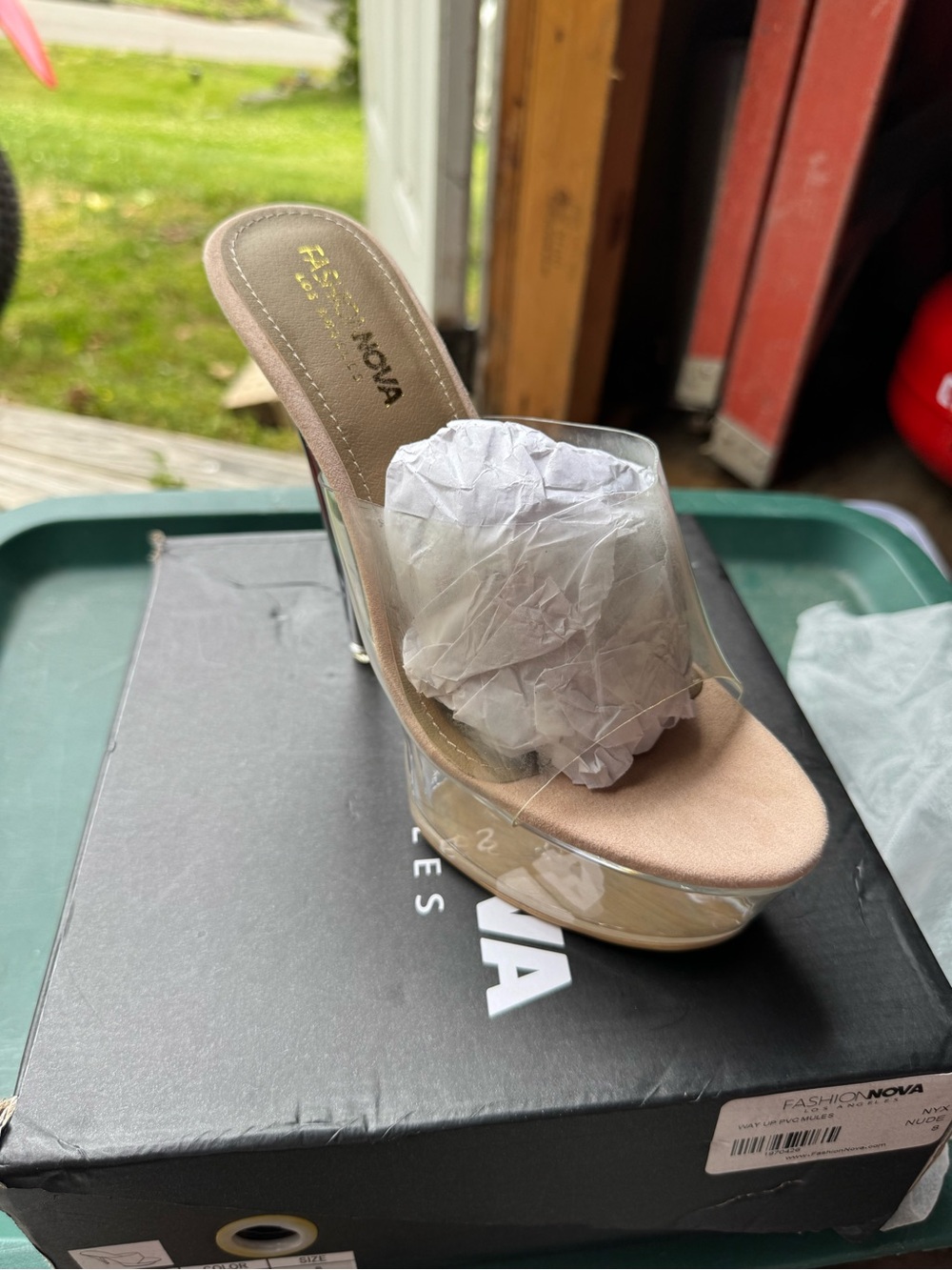 Fashion NovaNYX Clear Strap Nude Platform Mule